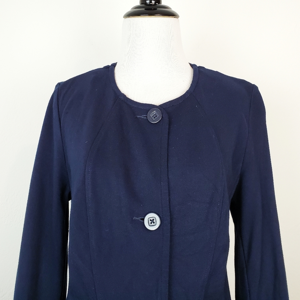 CAbi Lido Jacket Coat Blazer Ponte Knit Long Navy Blue Career Office Academia - Picture 8 of 16